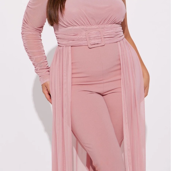 NEW W/ TAGS NEVER WORN Fashion Nova 'Better Be Sure' mesh jumpsuit w/ cape - Picture 2 of 16